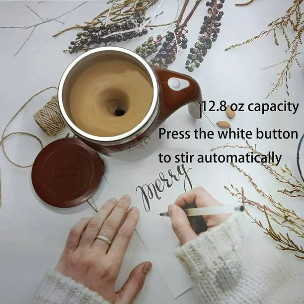 Self Stirring Coffee Mug, Automatic Magnetic Stirring Coffee Cup, 380mL Auto Mixing Mug with Lid, Rechargeable Magnetic Coffee Mug, Electric Smart Mixer Coffee Cup, Stainless Steel Self Mixing Coffee Cup, Portable Stirring Cup