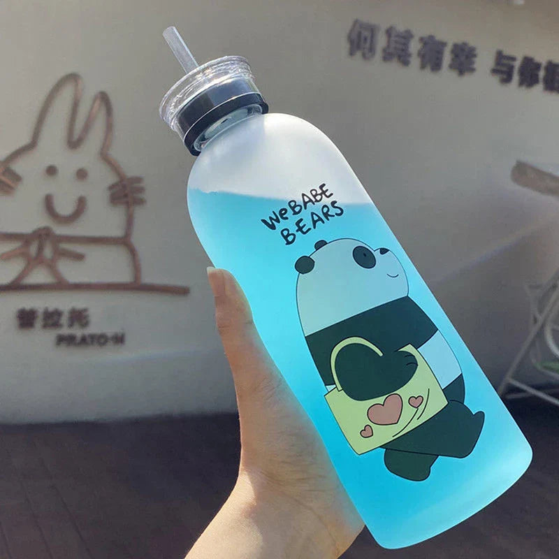 1000ml Cute Cartoon Drinkware Frosted Bear Bottles