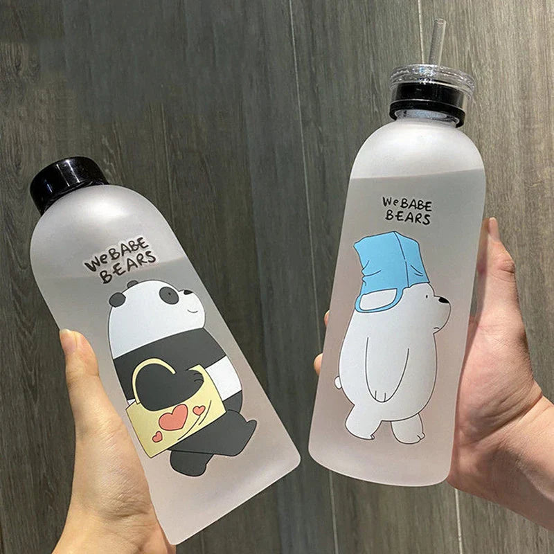 1000ml Cute Cartoon Drinkware Frosted Bear Bottles