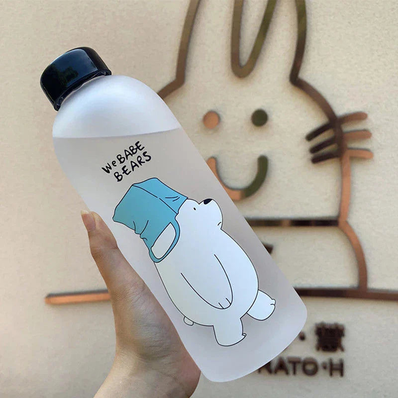 1000ml Cute Cartoon Drinkware Frosted Bear Bottles