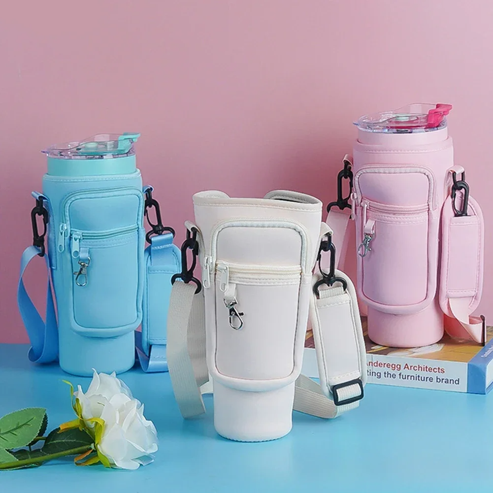 40oz Water Bottle Carrier Bag – Fits Stanley Quencher with Strap (Random Color)