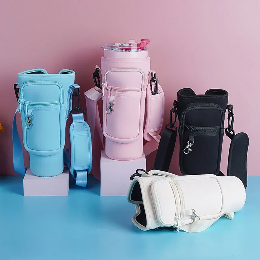 40oz Water Bottle Carrier Bag – Fits Stanley Quencher with Strap (Random Color)