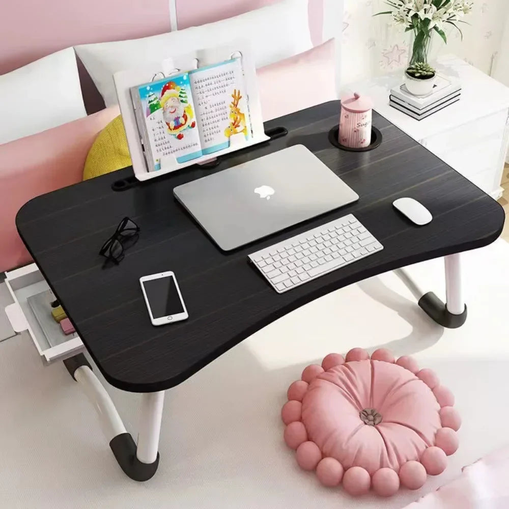 Foldable Laptop Desk with Cup Holder & Phone Stand