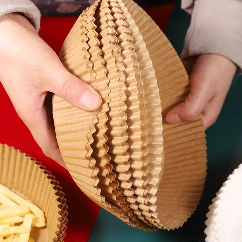 50 Pcs Air Fryer Plates, Kitchen Baking Greaseproof Paper, Oil Absorbing Paper for Household, Barbecue Plate Food Oven Kitchen Pan Pad, Non-Stick Unbleached Air Fryer Parchment Paper Liner, Disposable Parchment Paper Set