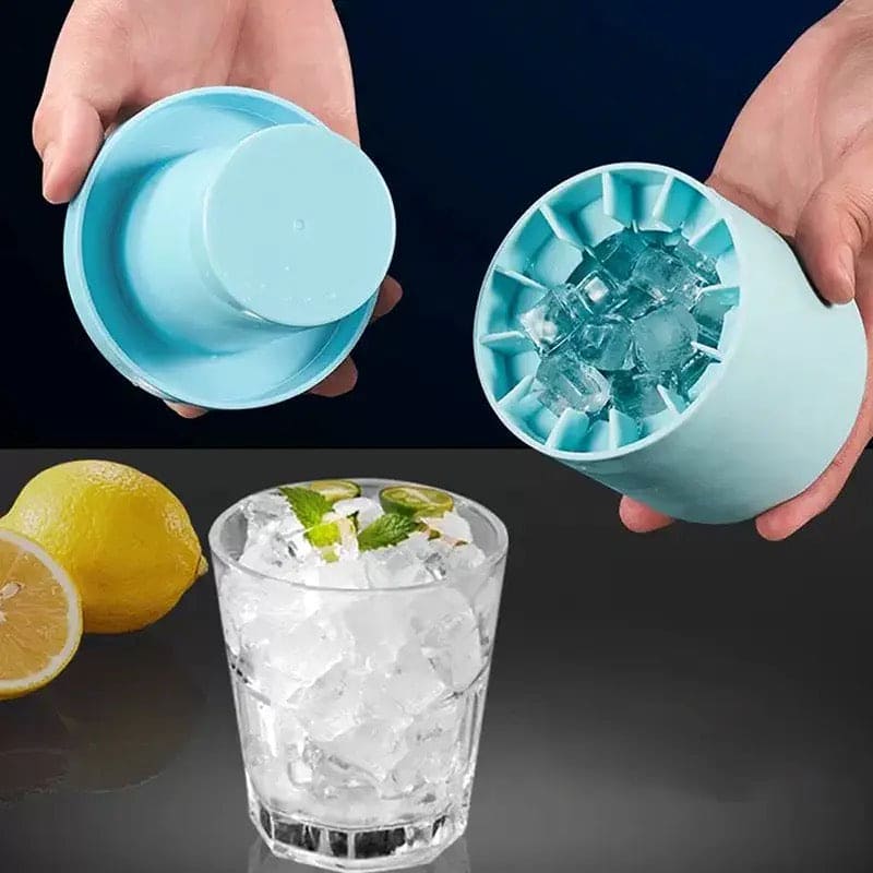 Mini Silicone Ice Bucket, Squishy Ice Cube Bucket, Quickly Freeze Silicone Ice Maker Ice Cup, Cylinder Ice Tray, Easy Release Press Type Ice Grid for Home Camping Travel, 3D Cylinder Silicone Ice Cube Tray, Decompress Ice Lattice