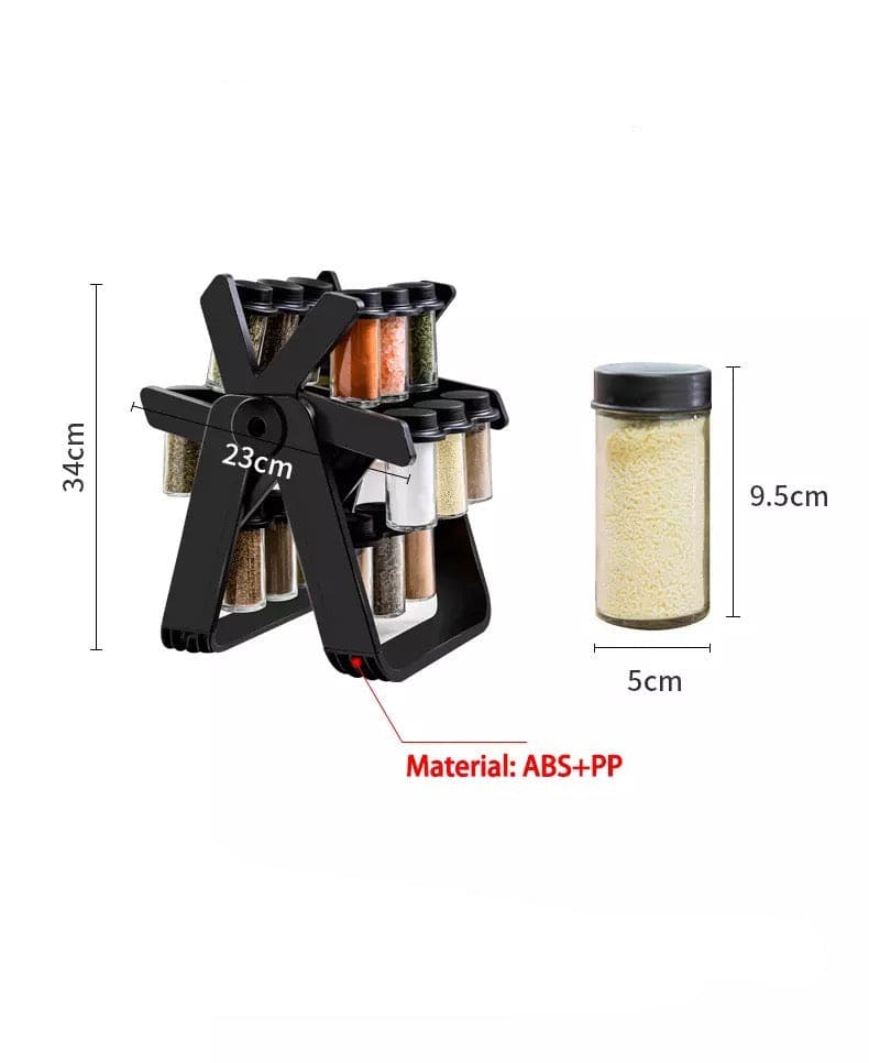 360° Rotating Spice Rack with 18 Spice Jars — Ferris Wheel Style Kitchen Seasoning Organizer
