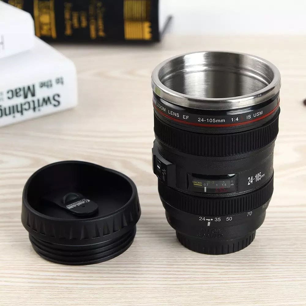 Creative 400ml Stainless Steel Liner Camera Lens Mug, Coffee Tea Cup Mug With Lid, Novelty Gifts Thermocup Thermo Mug, SLR Camera Coffee Mug, Stainless Steel Vacuum Flasks Thermal Insulation Cup