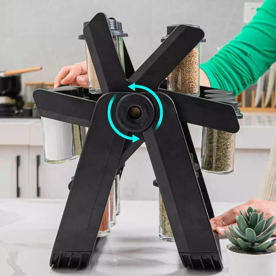 360° Rotating Spice Rack with 18 Spice Jars — Ferris Wheel Style Kitchen Seasoning Organizer