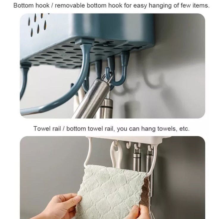 Wall Mounted Cloud Drain Rack, 2 Divided Compartments for Storage Forks, Utensils Holder Drainer Basket With Detachable Rag Rod