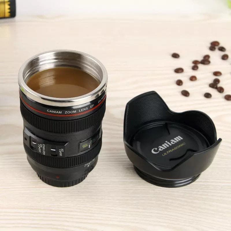 Creative 400ml Stainless Steel Liner Camera Lens Mug, Coffee Tea Cup Mug With Lid, Novelty Gifts Thermocup Thermo Mug, SLR Camera Coffee Mug, Stainless Steel Vacuum Flasks Thermal Insulation Cup