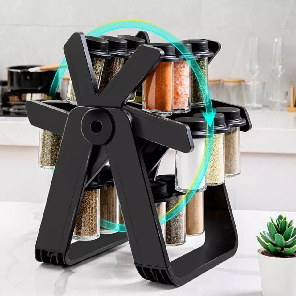 360° Rotating Spice Rack with 18 Spice Jars — Ferris Wheel Style Kitchen Seasoning Organizer