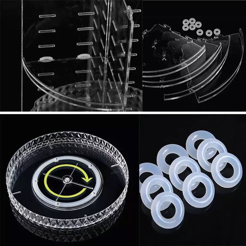 360° Rotating Makeup Organizer, Cosmetic Storage Countertop Organizer, Large Capacity Perfume Make Up Brush Holder, Fashion Crystal Display Stand, Regular Cosmetic Jewellery Organizer