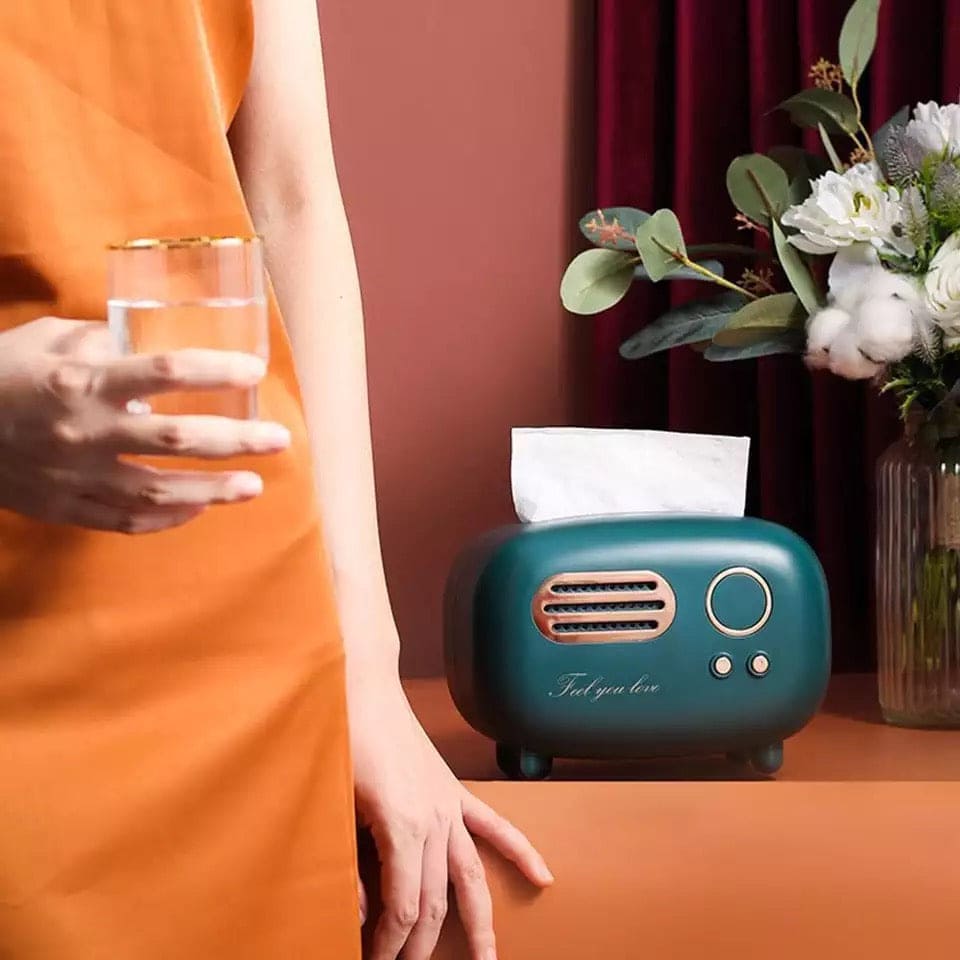 Nordic Retro Radio Model Tissue Box, Napkin Case Organizer, Desktop Paper Holder Vintage Dispenser, Ornament Wet Wipes