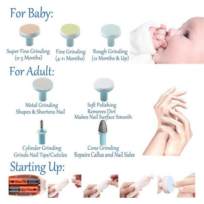 Baby Nail Trimmer Electric Set | 6-in-1 Newborn Manicure Kit Safe & Gentle Grooming for Little Hands