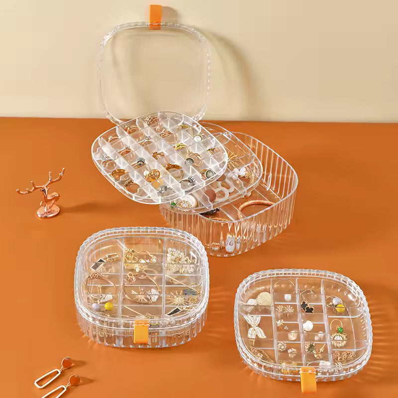 3 Layer Jewelry Storage Case - Clear Organizer