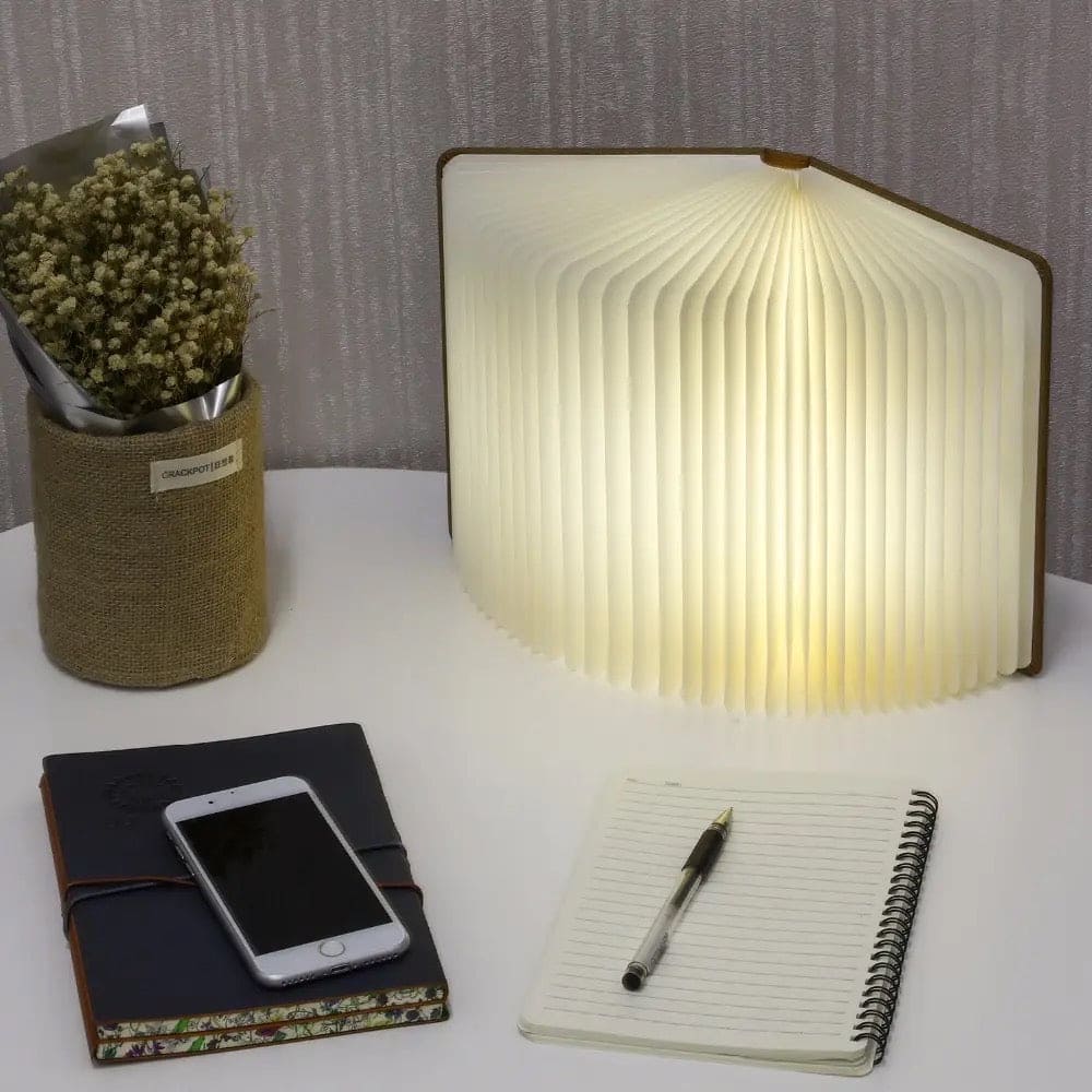 LED Wooden Book Lamp with Warm Light