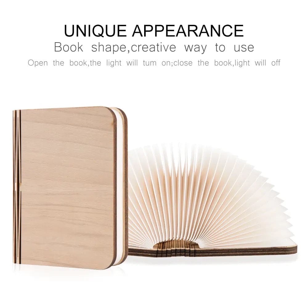 LED Wooden Book Lamp with Warm Light