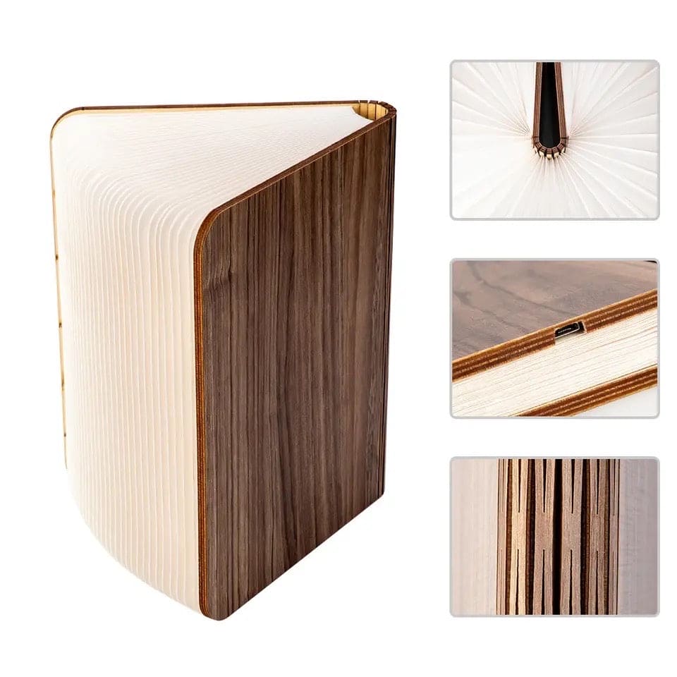 LED Wooden Book Lamp with Warm Light