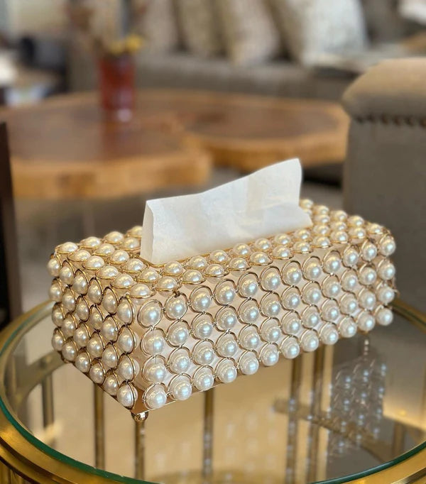 Pearl Tissue Box Elegant Decorative Holder for Home or Office