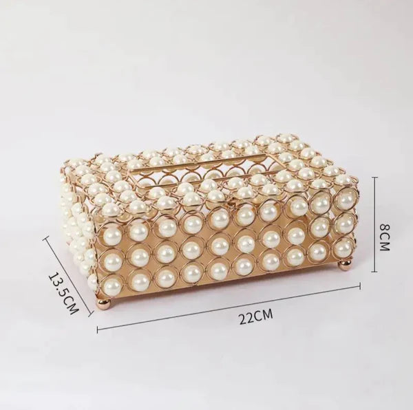 Pearl Tissue Box Elegant Decorative Holder for Home or Office