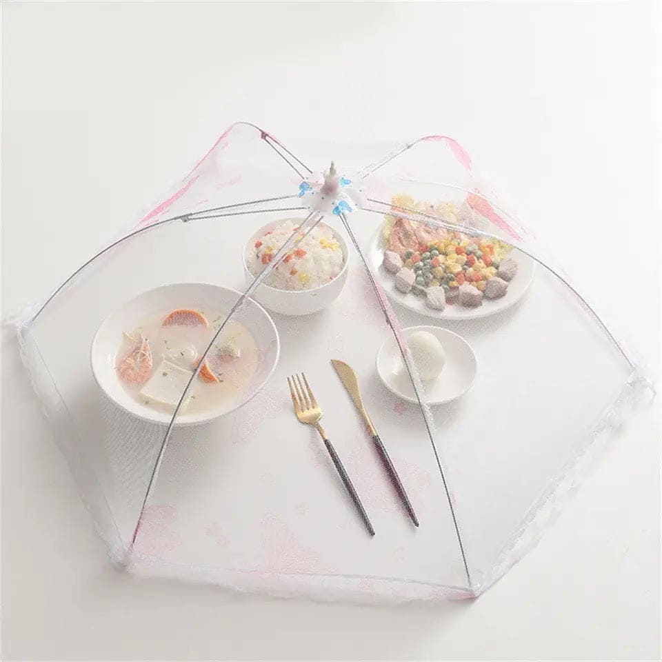 Portable Umbrella Style Food Cover Anti Mosquito with Lace 60cm x 60cm