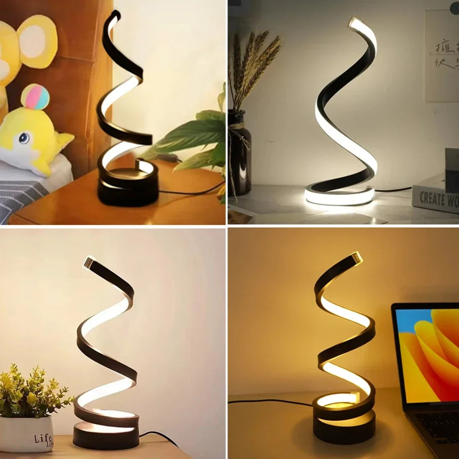 Spiral LED Table Lamp with Tricolor Light