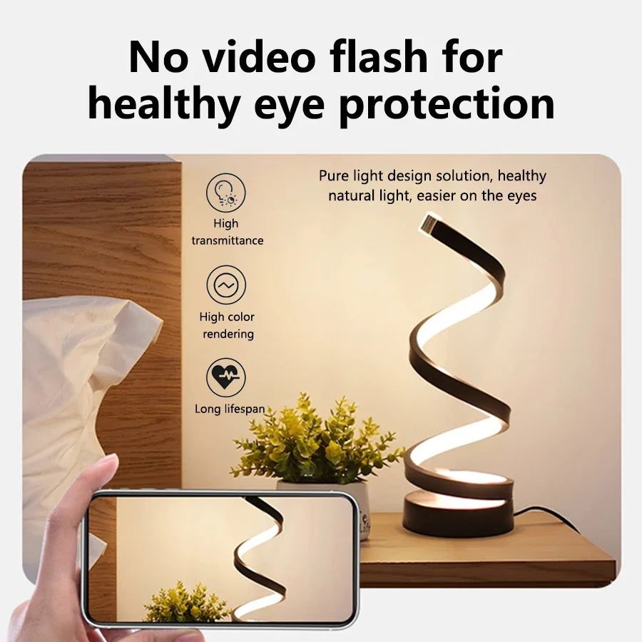 Spiral LED Table Lamp with Tricolor Light
