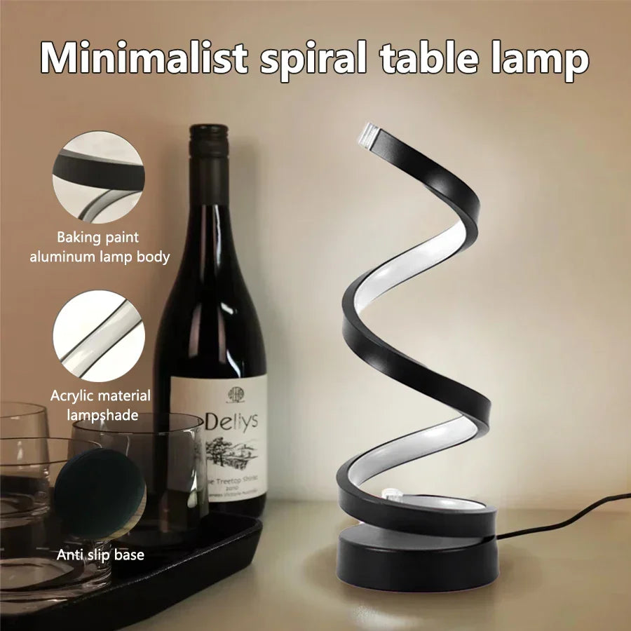 Spiral LED Table Lamp with Tricolor Light