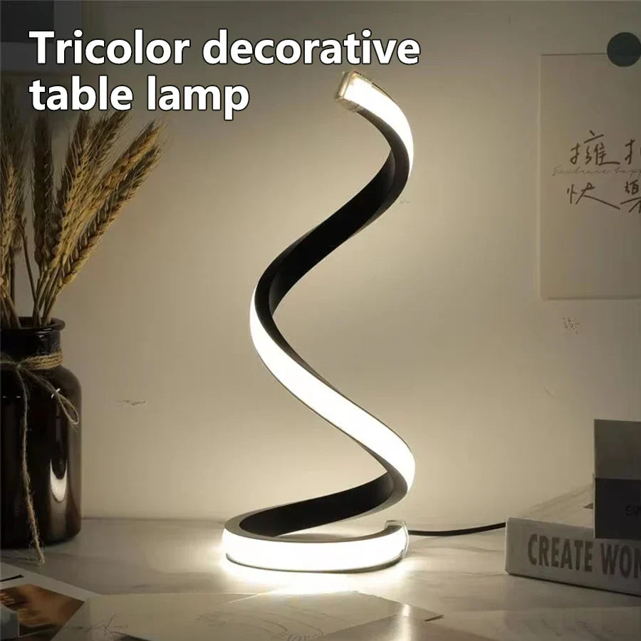 Spiral LED Table Lamp with Tricolor Light