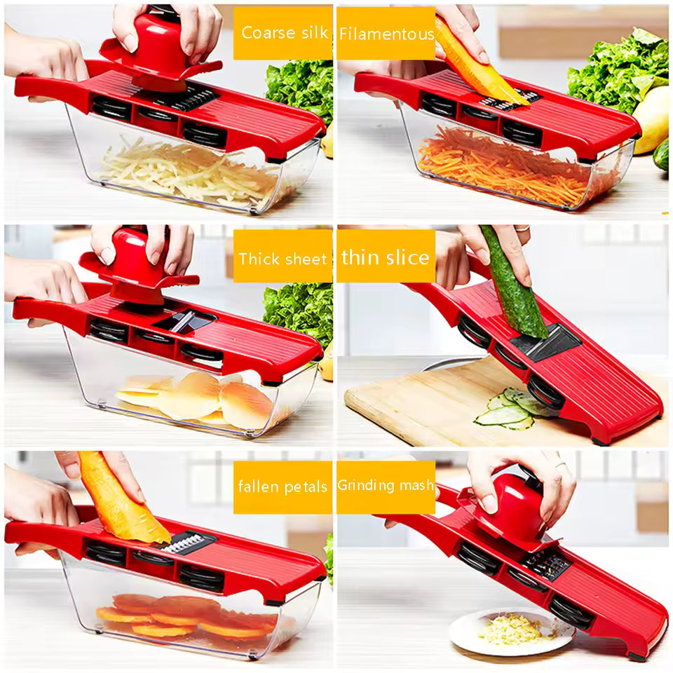 6 in 1 Stainless Steel Vegetable Slicer with Container