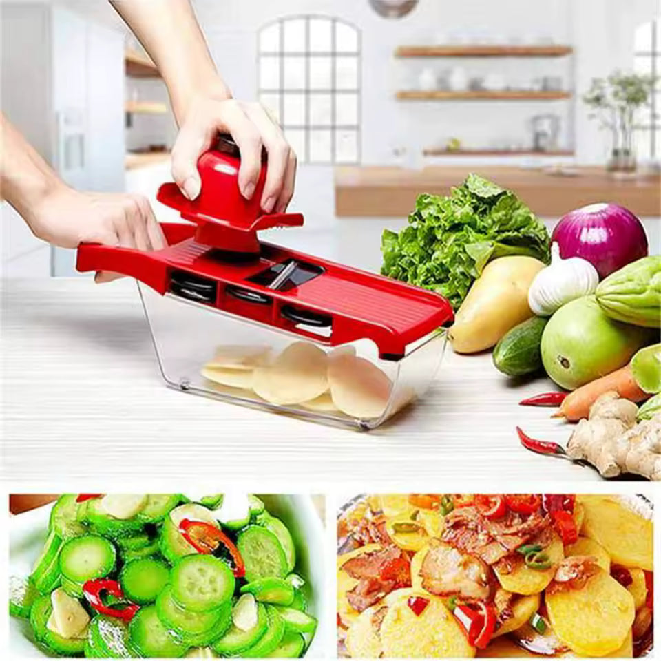 6 in 1 Stainless Steel Vegetable Slicer with Container