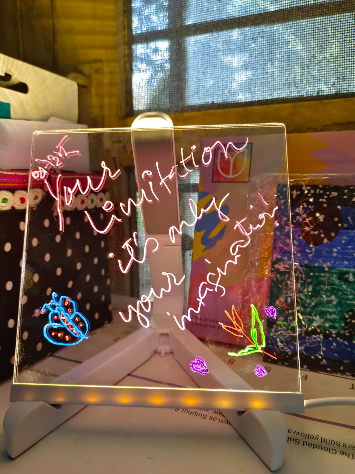 DIY 3D Acrylic LED Writing Pad with 7 Color Markers