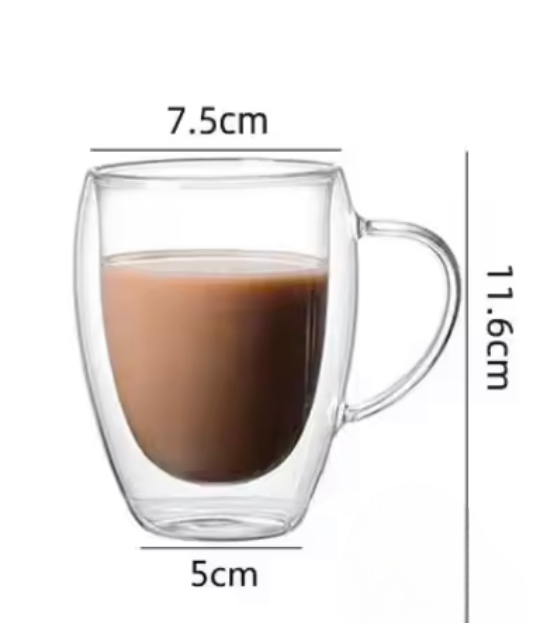 Heat Resistant Tea Cup, Double Wall Glass Cup With Handle, Portable Transparent Beverage Mug, Chai Glass Cup, Insulated Coffee Mug, Coffee Glass