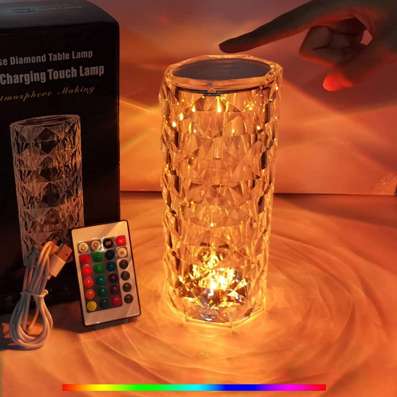 Crystal Diamond Table Lamp – Touch & Remote Control, 16 Colors