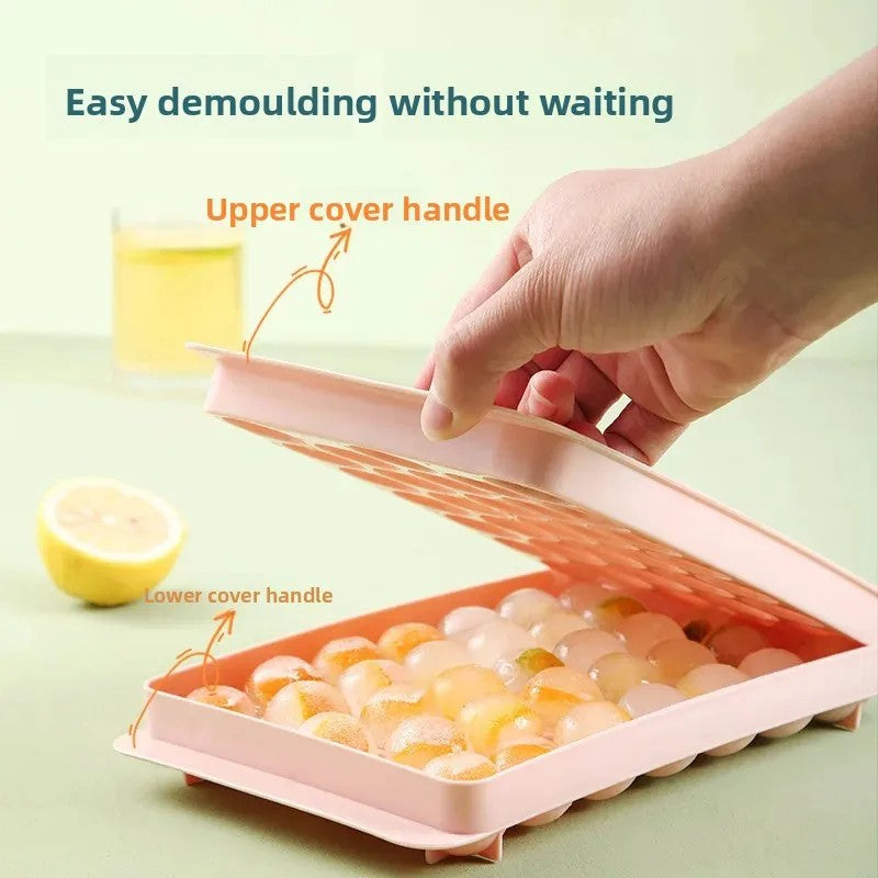 Plastic round Ice Cube Mold with Lid Home Kitchen Ice Tray Ball Shaped Freezer Ice Maker Tool