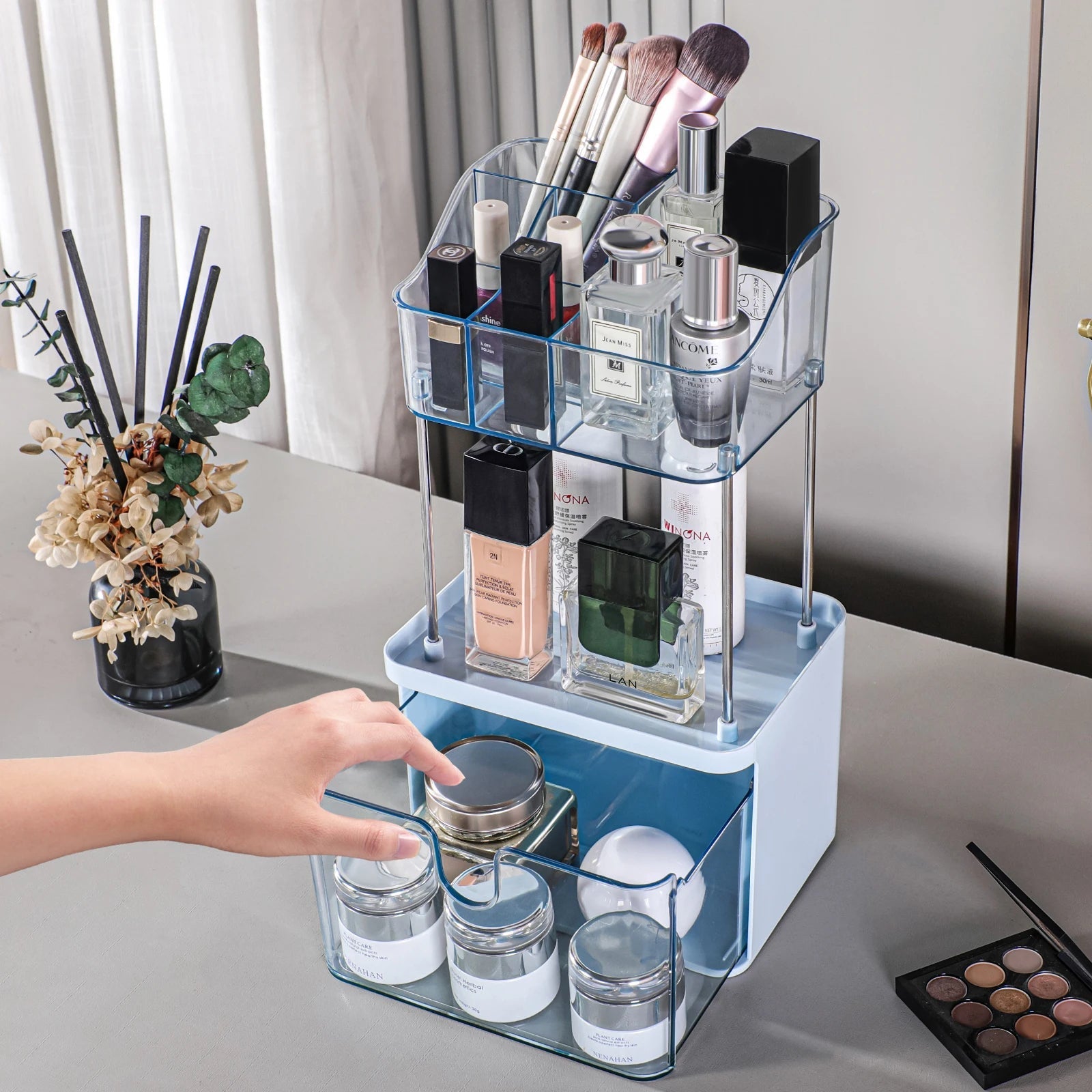 Luxury 3-Tier Cosmetic & Skincare Organizer with Dustproof Cover