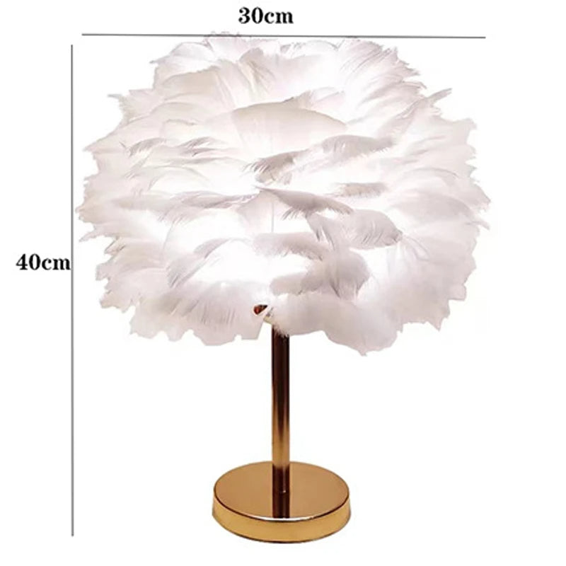 Elegant Feather Table Lamp for Bedroom & Living Room
