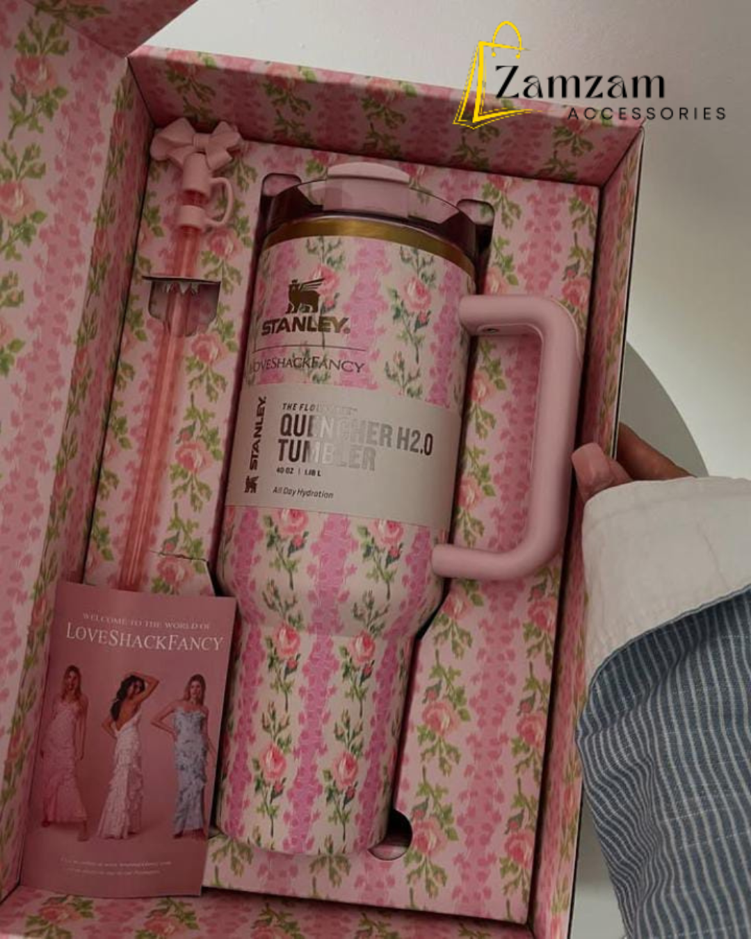 The Stanley X LoveShackFancy Holiday Quencher | 40oz – Blooming Heirloom | Premium Box Pack