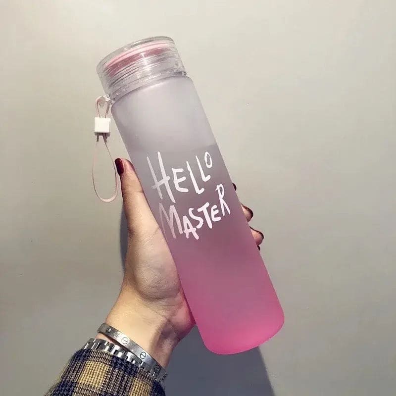 Hello Master Water Bottle, 480ml Transparent Gradient Colorful Bottle, Portable Athletic Stylish Frosted Water Bottle, Large Capacity Misting Water Bottle, Gradient Drinkware Travel Bottle, Outdoor Sport Fitness Water Cup