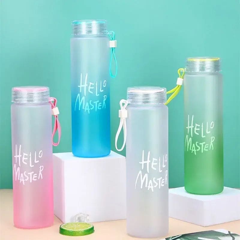 Hello Master Water Bottle, 480ml Transparent Gradient Colorful Bottle, Portable Athletic Stylish Frosted Water Bottle, Large Capacity Misting Water Bottle, Gradient Drinkware Travel Bottle, Outdoor Sport Fitness Water Cup