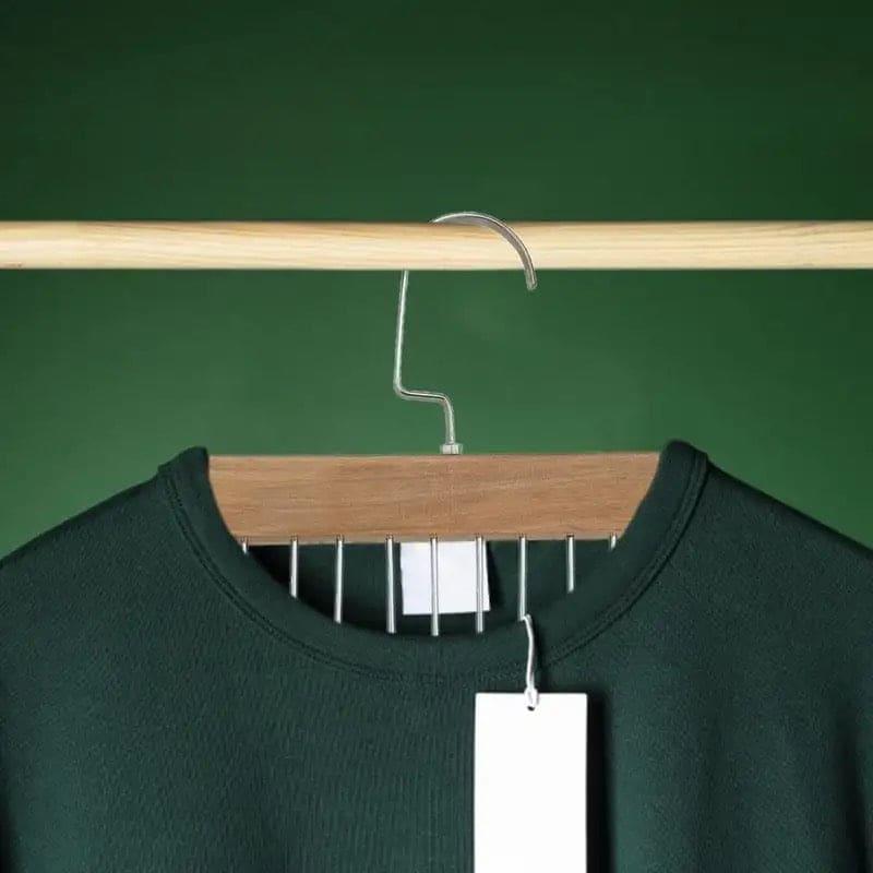 Multifunctional Wooden Hanger with 8 Hooks for Organizing Suspender and Accessories