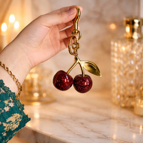 Luxury Sparkling Cherry Keychain for Bags & Keys