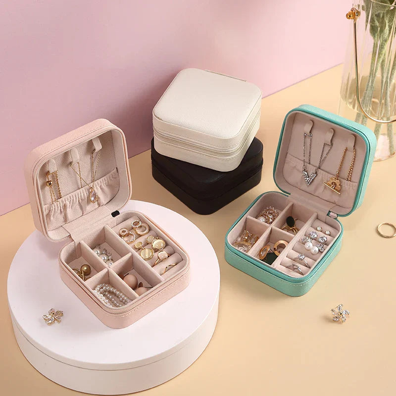 Leather Jewellery Organizer Box with Zipper