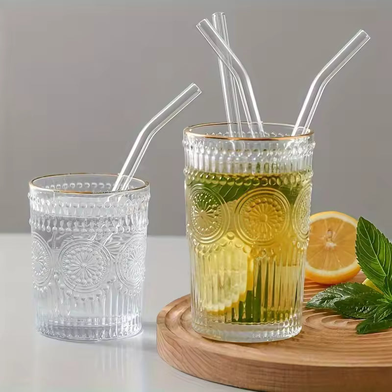 5pcs Reusable Glass Straw Set with Cleaning Brush