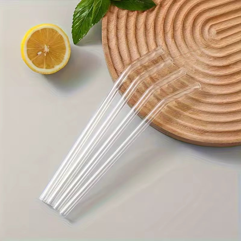 5pcs Reusable Glass Straw Set with Cleaning Brush