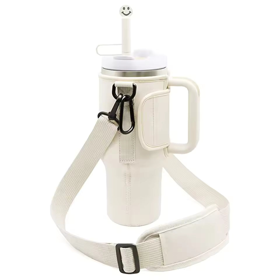 40oz Water Bottle Carrier Bag – Fits Stanley Quencher with Strap (Random Color)