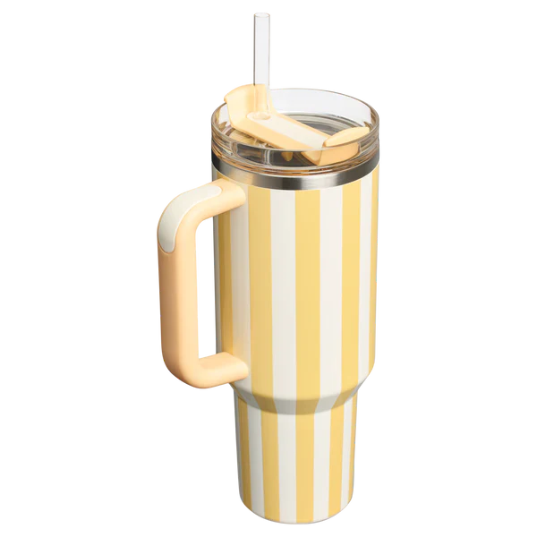 Stanley Quencher H2.0 Flowstate™ Tumbler | 40 OZ - Emerald Cabana Stripes Butter