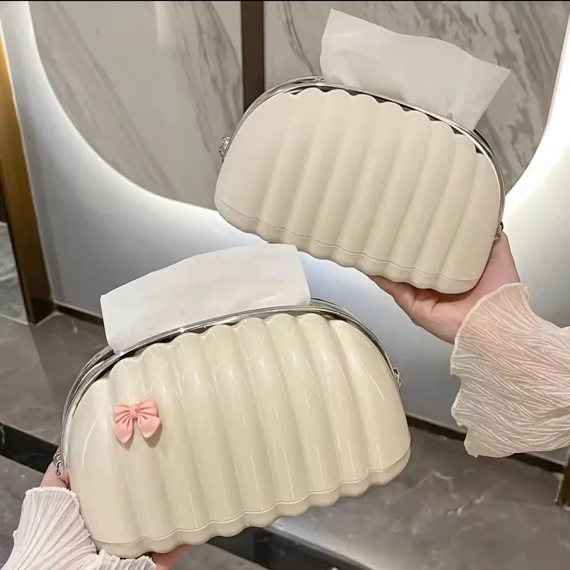 Cute Bow Design Tissue Box – Creative Shell Tissue Box