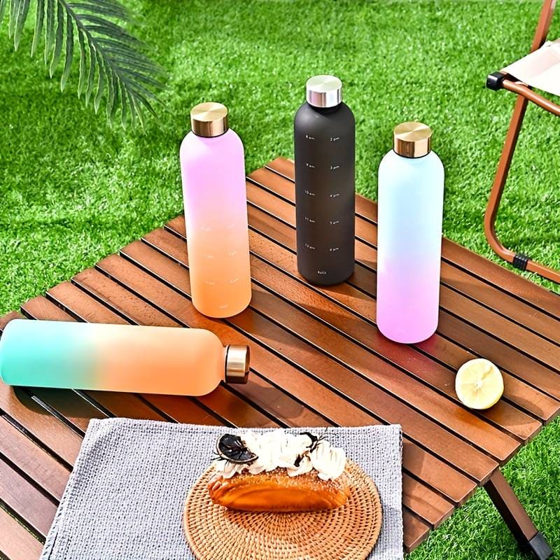 1L Time Marker Water Bottle, Motivational Water Bottle With Time Markings, Sports Water Bottle for Outdoor Activities