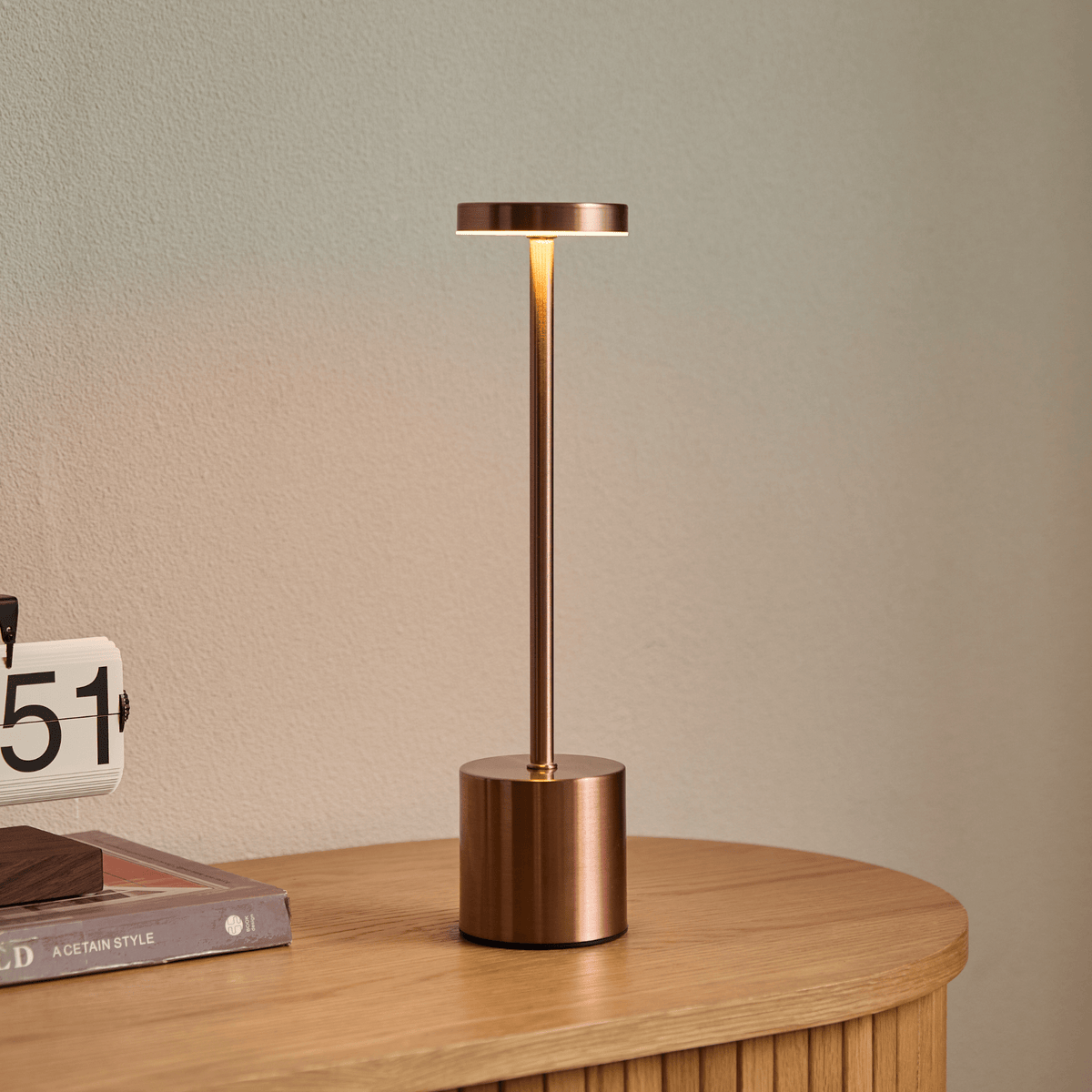 USB Rechargeable LED Night Light Desk Lamp – Portable Metal Table Lamp with Touch Sensor